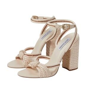Steve Madden Womens Malou Heeled Sandals US 7 M EU 37.5 Tan Cream Leather NIB